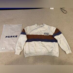 Parke Fleece Vintage Striped Mockneck With Nostalgia Patch.